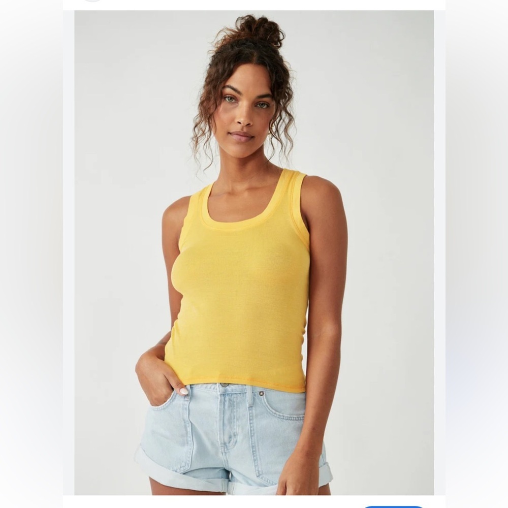 Karen Kane Yellow Ribbed Tank Top